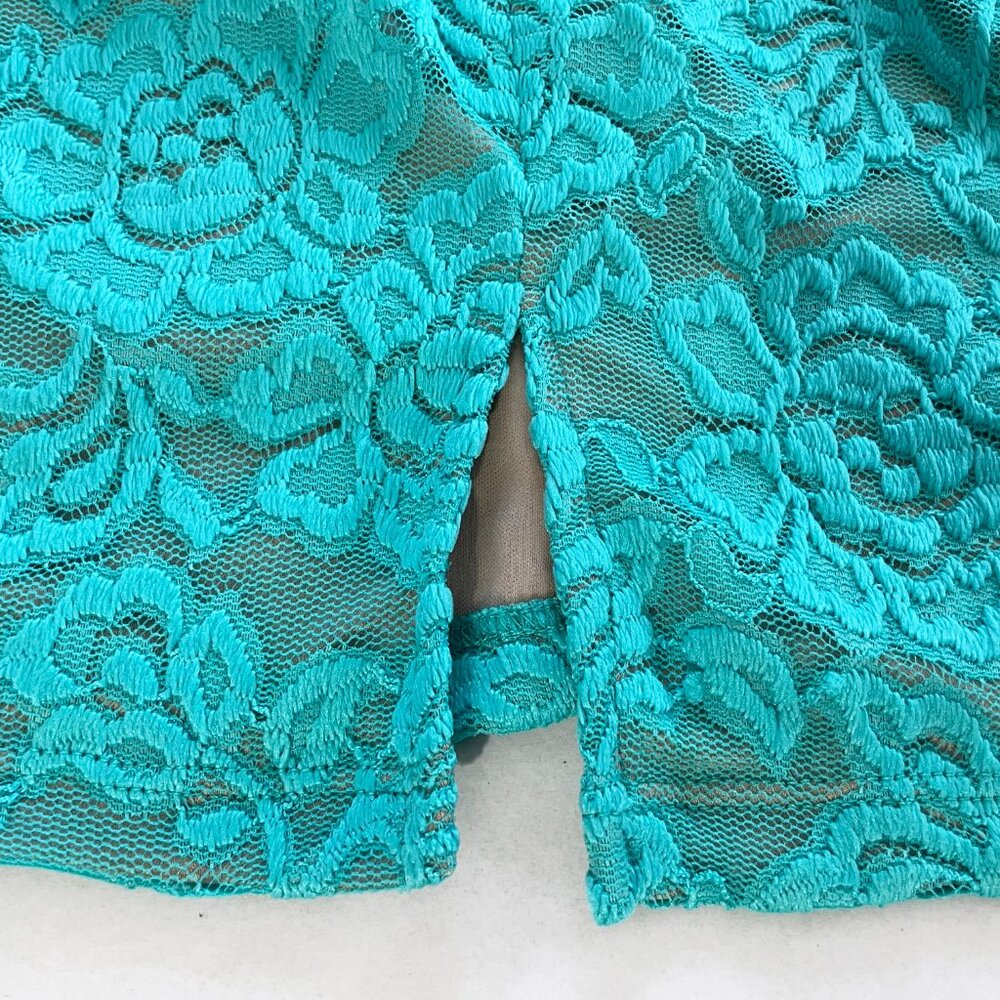 Hot Miami Styles Sexy Teal Lace Dress | Padded Bra Open Back | Size M - Picture 9 of 14